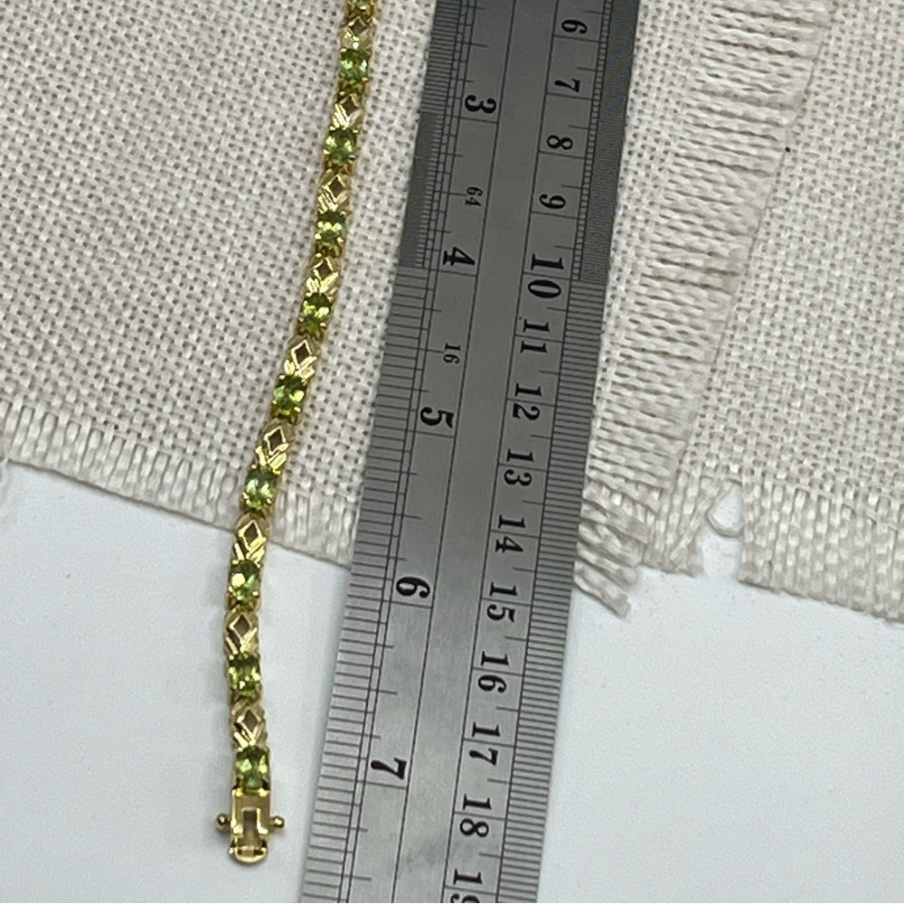 Vintage JJT Gold Vermeil 925 Sterling Genuine Peridot Link Bracelet 7.25" - Picture 6 of 17